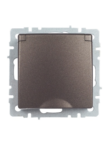 BRITE Розетка 1-местная с заземлением с защитными шторками и крышкой 16А IP44 РСбш10-3-44-БрТБ темная бронза | код BR-R16-16-44-K45 | IEK фото 3