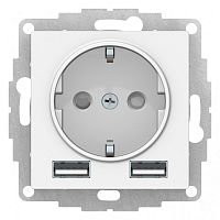 ATLASDESIGN РОЗЕТКА 16А c 2 USB A+A, 5В/2,4А, 2х5В/1,2А, механизм, ЛОТОС | код ATN001330 | Systeme Electric