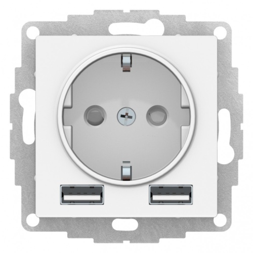 ATLASDESIGN РОЗЕТКА 16А c 2 USB A+A, 5В/2,4А, 2х5В/1,2А, механизм, ЛОТОС | код ATN001330 | Systeme Electric
