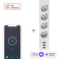 Умный удлинитель Connect Wi-Fi c USB | код  RCE-1-WF | EKF