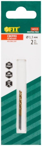 Сверло HSS по металлу титановое покрытие в блист. 1.5мм (уп.2шт) FIT 34315 фото 3