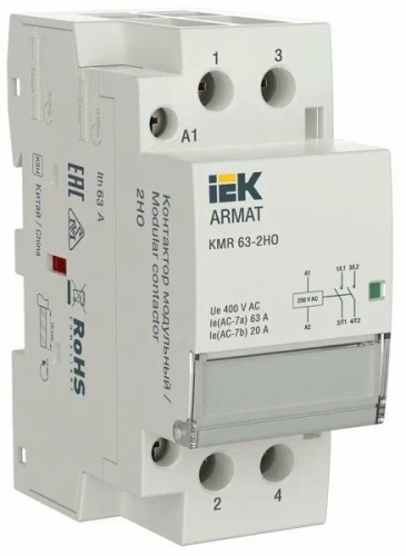 ARMAT Контактор модульный KMR 63А 230В AC 2НО IEK | код AR-KMR10-063-20-230 | IEK