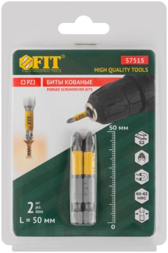 Биты кованые сталь S2 односторонние 50 мм PZ2 Профи 2 шт блистер | код 57515 | FIT фото 3 Биты кованые сталь S2 односторонние 50 мм PZ2 Профи 2 шт блистер | код 57515 | FIT фото 3