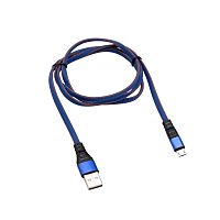 Кабель REXANT USB-microUSB 1 м, плоский провод, синяя джинсовая оплетка | код 18-1163 | REXANT