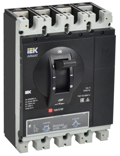 ARMAT Авт. выкл. лит. корпус 4P H 50кА 315А ТМ рег. IEK | код AR-MCCB-4H-050-0315A-ATUC | IEK