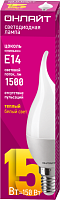 Лампа светодиодная 90 621 OLL-FC37-15-230-2.7K-E14-FR свеча на ветру ОНЛАЙТ 90621