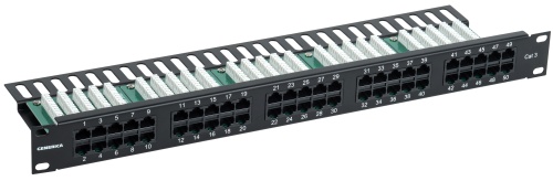 Патч-панель телефонная 1U кат.3 RJ45 50 портов (Krone) GENERICA | код PP50-1UC03U-K05-G | IEK