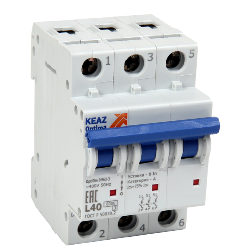 Автоматический выключатель, серии OptiDin BM63, BM63-3K6-УХЛ3, новое исполнение (1 шт.) КЭАЗ | код 260835 | КЭАЗ Автоматический выключатель, серии OptiDin BM63, BM63-3K6-УХЛ3, новое исполнение (1 шт.) КЭАЗ | код 260835 | КЭАЗ