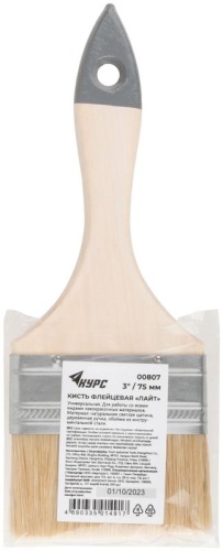 Кисть флейцевая "Лайт" 3дюйм (75мм) натур. свет. щетина деревянная ручка КУРС 00807 фото 3 Кисть флейцевая "Лайт" 3дюйм (75мм) натур. свет. щетина деревянная ручка КУРС 00807 фото 3
