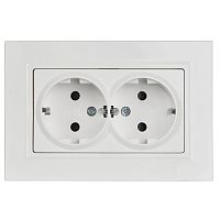 Розетка 2-м СП BRITE РСшПл12-3-БрБ 16А в сборе с заземл. защ. шторки плоская бел. IEK BR-R28-16-K01-F