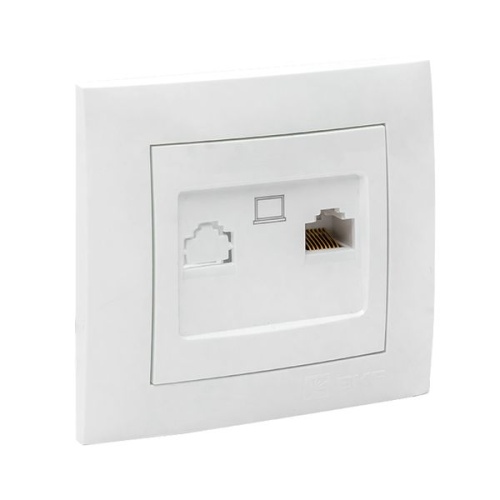 Валенсия розетка компьютерная RJ-45 1-местная белая PROxima | код EWK01-035-10 | EKF фото 4