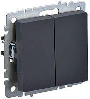 BRITE Выключатель 2-клавишный проходной 10А ВС10-2-6-БрГ графит | код BR-V22-0-10-K53 | IEK