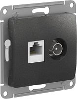 Розетка компьютерная + телевизионная 2-м Glossa RJ45 кат.5E + TV механизм антрацит | код GSL000789 | Schneider Electric