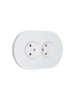 Розетка 2-м СП OSEN без заземл. ПБТ круглая бел. LEZARD 744-0200-128B