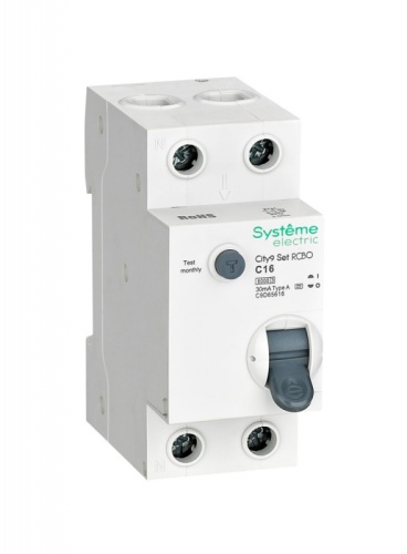 City9 Set Авт. выкл. диф. тока (АВДТ) 1P+N С 16А 6kA 30мА Тип-A 230В | код C9D65616 | Systeme Electric