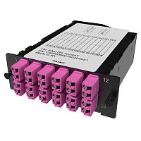 Претерминированная кассета 24ОВ 50/125 OM4, 2xMTP(12)f/12xLC Duplex (с интегрированными шторками), 1 HU | код RNCTFL1U244T | DKC