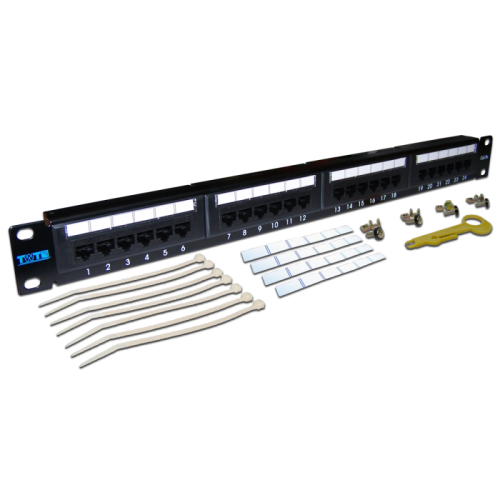 Патч-панель TWT 24 порта, UTP, кат.5E, 1U | код TWT-PP24UTP | TWT