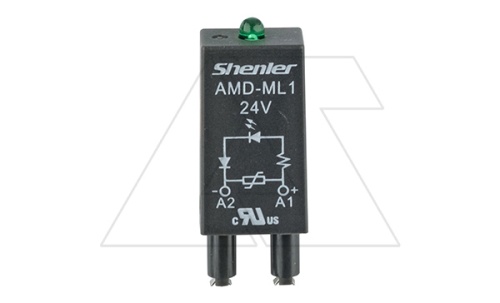 Модуль AMD-ML1, варистор + зеленый LED, 24VAC/DC, черный, для SRU, SKF14, SKC, SKB, STB, SRC*-E, GZT, GZM, GZS, GZMB, ES32 | код AMD-ML1/24V | Shenler