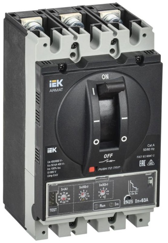 ARMAT Автоматический выключатель в литом корпусе 3P типоразмер A 50кА 63А расцепитель электронный стандартный | код AR-MCCB-3A-050-0063A-ELSC | IEK ARMAT Автоматический выключатель в литом корпусе 3P типоразмер A 50кА 63А расцепитель электронный стандартный | код AR-MCCB-3A-050-0063A-ELSC | IEK