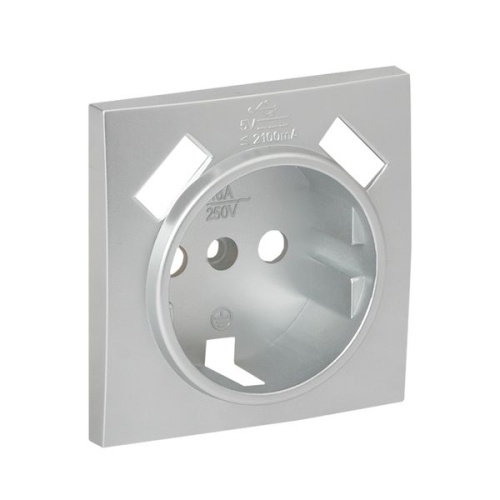 Валенсия лицевая панель розетки 1-местной с/з 16А сталь с защ, штор, с 2 USB 2,1А PROxima | код ESR16-L-028-30-2USB | EKF фото 2