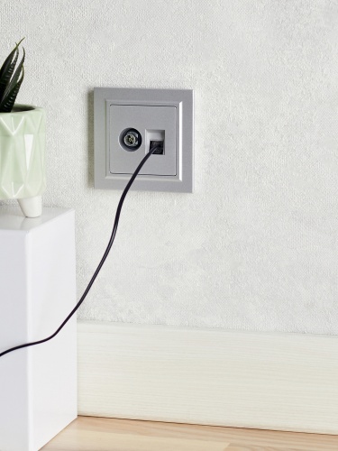 BRITE Розетка двойная TV+RJ45 кат.5E РТВ/РК12-БрА алюминий | код BR-AK20-1-K47 | IEK фото 5