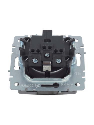 BRITE Розетка 1-местная с заземлением с защитными шторками и крышкой 16А IP20 РСбш10-3-БрС сталь | код BR-R16-16-K46 | IEK фото 2