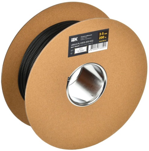 Оплетка кабельная 3-5мм полиэстер 200м черная IEK | код UBS10-PL-0305-200-K02 | IEK
