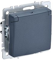 BRITE Розетка 1-местная с заземлением с защитными шторками и крышкой 16А IP20 РСбш10-3-БрМ маренго | код BR-R16-16-K35 | IEK