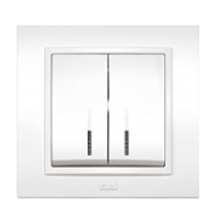 Zena бел. выключатель 2кл с подсв. Led | код 500-010200-203 | ABB