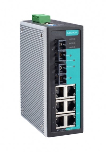 Коммутатор EDS-408A-MM-SC-T Ethernet switch, 6 10/100 BaseTx ports, 2 multi mode 100 BaseFx,SC, t:-40/+75C | код 00-01170378 | MOXA
