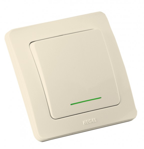 Выключатель одноклавишный скрытый с индикацией слоновая кость 10А | код ВС10-312-01 | HEGEL