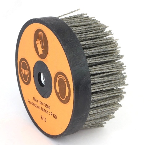 Щетка чашечная Д140xM14, ворс полимер-абразив P60 по дереву для УПМ УШМ (болгарка) (3-102) | код TAZ140TYM14P60 | Cazzola