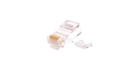 Коннектор NIKOMAX RJ45/8P8C под витую пару, Кат.5e (Класс D), 100МГц, покрытие 50мкд, универсальные ножи, неэкранированный, со вставкой, круглый ввод, уп-ка 100шт. | код NMC-RJ88RZ50UD2-100 | NIKOMAX