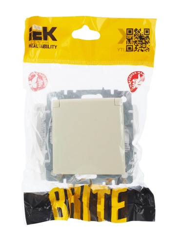 BRITE Розетка 1-местная с заземлением с защитными шторками и крышкой 16А IP44 РСбш10-3-44-БрКр бежевый | код BR-R16-16-44-K10 | IEK фото 9