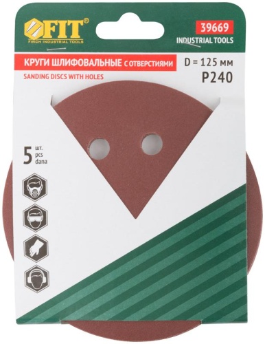 Круги шлифовальные с отверстиями (липучка), алюминий-оксидные, 125 мм, 5 шт Р 240 | код 39669 | FIT фото 3 Круги шлифовальные с отверстиями (липучка), алюминий-оксидные, 125 мм, 5 шт Р 240 | код 39669 | FIT фото 3