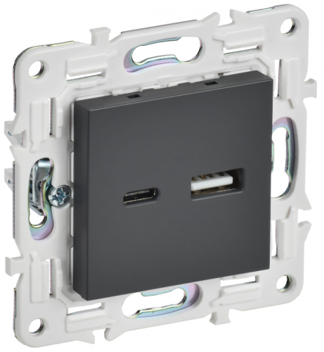 SKANDY Роз. USB A+C 18Вт SK-R13T титан IEK | код SK-U22-018-K48 | IEK
