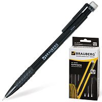 Карандаш механический BRAUBERG Comfort, корпус черный, резиновый грип, ластик, 0,5 мм, 180284 | код 180284 | BRAUBERG