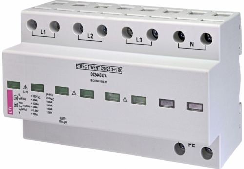 Ограничитель перенапряжения ETITEC T WENT 320/25 (3+1, 8p, TT) RC | код 002440374 | ETI