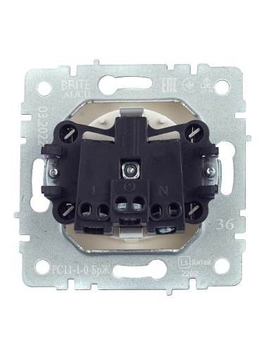 BRITE Розетка 1-местная с заземлением без защитных шторок 16А РС11-1-0-БрЖ жемчуг | код BR-R11-16-K36 | IEK фото 2