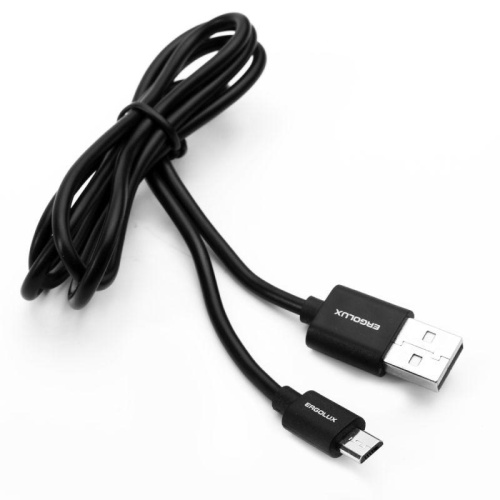 Кабель USB Micro USB 2А 1м зарядка + передача данных черн. (пакет) ERGOLUX | код 15088 | Ergolux