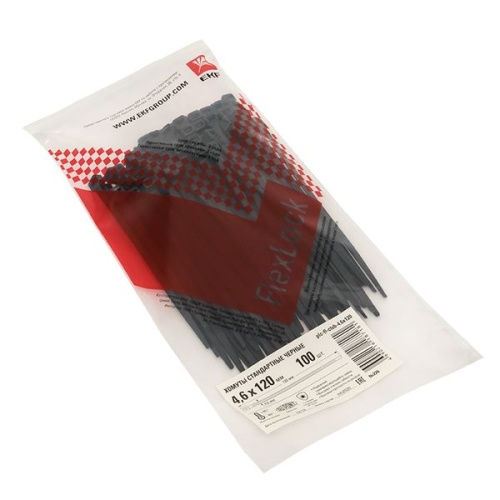 Хомут P6,6 стандартный (ч), 4,6x120 (100шт) FlexLock PROxima | код plc-fl-ctsb-4.6x120 | EKF фото 4 Хомут P6,6 стандартный (ч), 4,6x120 (100шт) FlexLock PROxima | код plc-fl-ctsb-4.6x120 | EKF фото 4