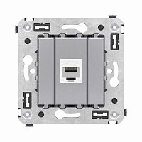 Компьютерная розетка RJ-45 без шторки в стену, кат.6 одинарная, Avanti, Закаленная сталь | код 4404693 | DKC