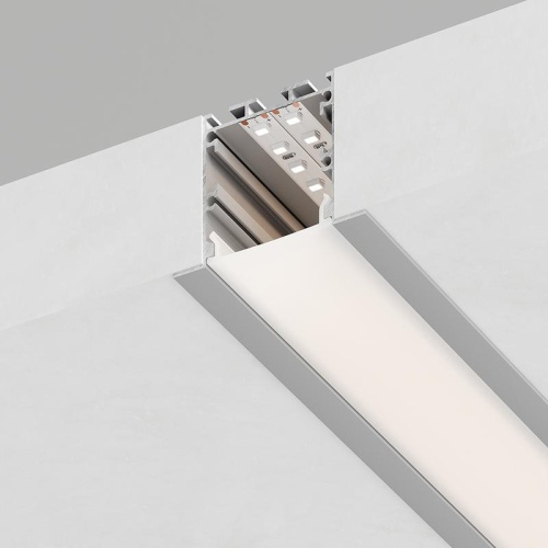 Профиль алюминиевый CAB255 51х35 встраиваемый "Линии света" серебр. 2м (в компл 2 загл. 4 крепежа) FERON 10363