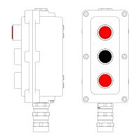 Взрывонепроницаемый пост управления из алюминия LCSD-03-B-MC-L1R(220)x1-P1B(11)x1-P1R(11)x1-PCMB-KA3MHK / 1Ex d IIB T5 Gb / Ex tb II | код LCSD21000110 | DKC