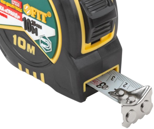 Рулетка Гранд 10мх25мм калибр. лента; нейлон. покрытие; магн. крючок; двойной стопор; прорезиненный корпус FIT 17330 фото 5 Рулетка Гранд 10мх25мм калибр. лента; нейлон. покрытие; магн. крючок; двойной стопор; прорезиненный корпус FIT 17330 фото 5