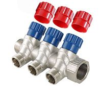 Коллектор с регул. вентилями, 1"х2 вых. 1/2" нар. | код. VTc.560.N.0602 | VALTEC