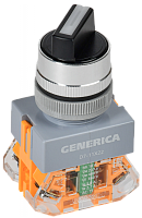 Переключатель D7-11X22 2 полож. 1з+1р возв. черный GENERICA | код BSW50-11X22-3-22-2-K02-G | GENERICA by IEK