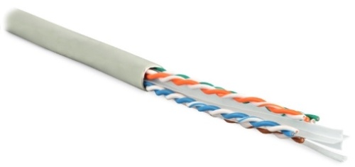 Кабель витая пара U/UTP категория 6 4 пары (23 AWG) одножильный (solid) с разделителем LSZH нг(С)-HF серый, Hyperline UUTP4-C6-S23-IN-LSZH-GY-100 (100 м) | код 273515 | Hyperline
