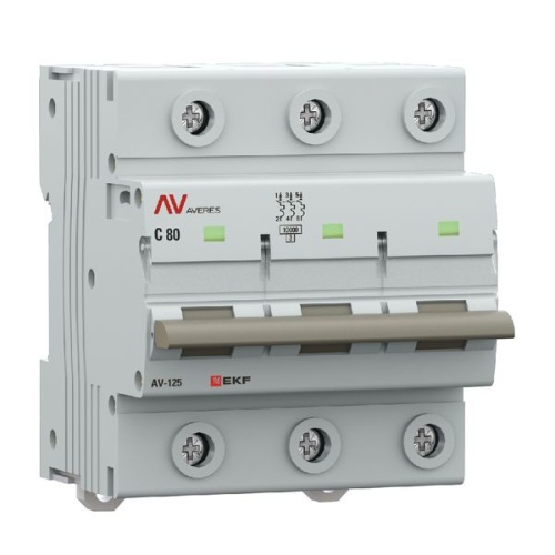 Выключатель автоматический 3п C 80А 10кА AV-125 AVERES | код mcb125-3-80C-av | EKF фото 4