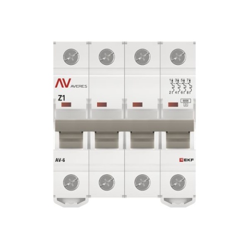 Выключатель автоматический AV-6 4P 1A (Z) 6kA EKF AVERES | код mcb6-4-01Z-av | EKF фото 5 Выключатель автоматический AV-6 4P 1A (Z) 6kA EKF AVERES | код mcb6-4-01Z-av | EKF фото 5